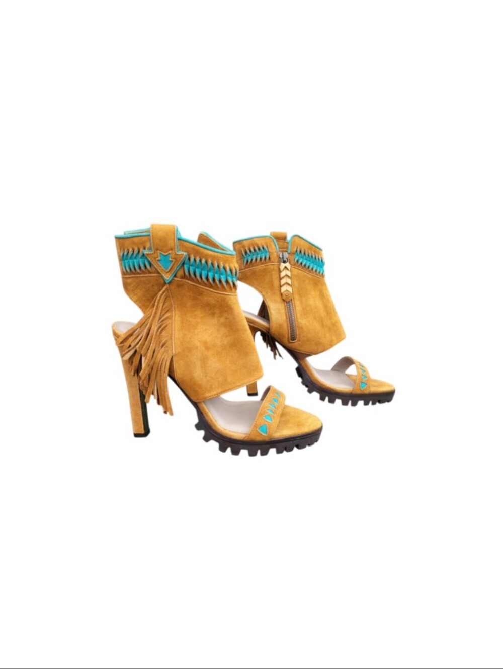 Rare Donald Pliner Lisa Signature Inux Boho Bohemian Native Fringe Stiletto 8 - Picture 13 of 13